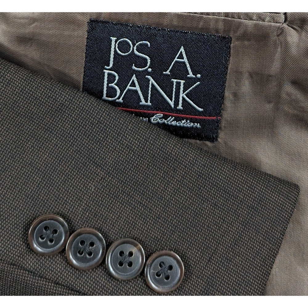 Jos A Bank Signature Two Button Brown Birds Eye Blazer Wool Sport Jacket 44R